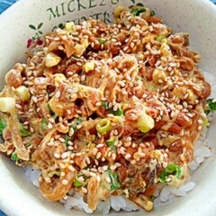 納豆の食べ方-黄身＆生姜佃煮♪